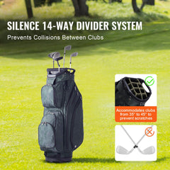 Golf Cart Bag with 14 Way Organizer Divider Top, 36” 11 Pockets Premium Nylon Cart Bag, Durable Golf Bags with Handles & Dust Cover & Detachable Straps for Men & Women, Army Green