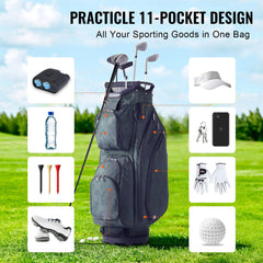 Golf Cart Bag with 14 Way Organizer Divider Top, 36” 11 Pockets Premium Nylon Cart Bag, Durable Golf Bags with Handles & Dust Cover & Detachable Straps for Men & Women, Army Green