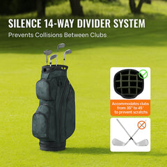 Golf Cart Bag with 14 Way Organizer Divider Top, 36” 11 Pockets Premium Nylon Cart Bag, Durable Golf Bags with Handles & Dust Cover & Detachable Straps for Men & Women, Army Green