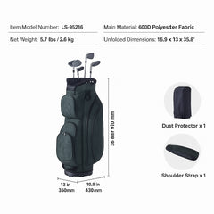 Golf Cart Bag with 14 Way Organizer Divider Top, 36” 11 Pockets Premium Nylon Cart Bag, Durable Golf Bags with Handles & Dust Cover & Detachable Straps for Men & Women, Army Green