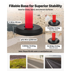 3 Pack Traffic Delineator Posts, 1140 mm Traffic Safety Cones with Fillable Base and Reflective Strips, Heavy Duty Delineator Posts for Construction Site, Parking Lot, Crowd Control, Red