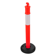 3 Pack Traffic Delineator Posts, 1140 mm Traffic Safety Cones with Fillable Base and Reflective Strips, Heavy Duty Delineator Posts for Construction Site, Parking Lot, Crowd Control, Red
