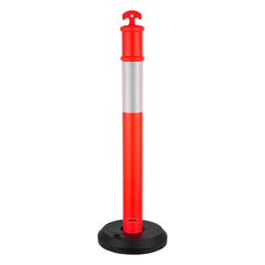 3 Pack Traffic Delineator Posts, 1140 mm Traffic Safety Cones with Fillable Base and Reflective Strips, Heavy Duty Delineator Posts for Construction Site, Parking Lot, Crowd Control, Red