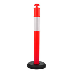 3 Pack Traffic Delineator Posts, 1140 mm Traffic Safety Cones with Fillable Base and Reflective Strips, Heavy Duty Delineator Posts for Construction Site, Parking Lot, Crowd Control, Red