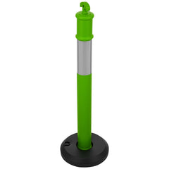 3 Pack Traffic Delineator Posts, 1140 mm Traffic Safety Cones with Fillable Base and Reflective Strips, Heavy Duty Delineator Posts for Construction Site, Parking Lot, Crowd Control, Green