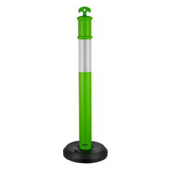 3 Pack Traffic Delineator Posts, 1140 mm Traffic Safety Cones with Fillable Base and Reflective Strips, Heavy Duty Delineator Posts for Construction Site, Parking Lot, Crowd Control, Green