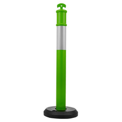 3 Pack Traffic Delineator Posts, 1140 mm Traffic Safety Cones with Fillable Base and Reflective Strips, Heavy Duty Delineator Posts for Construction Site, Parking Lot, Crowd Control, Green
