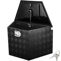 Trailer Tongue Box, Aluminum Alloy Diamond Plate Tongue Box Tool Chest, Heavy Duty Trailer Box Storage with Lock and Keys, for Pickup Truck, RV, Trailer, 737 x 410 x 460 mm/29x16.5x18inch