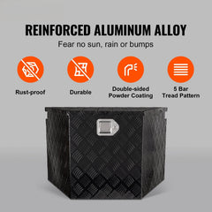 Trailer Tongue Box, Aluminum Alloy Diamond Plate Tongue Box Tool Chest, Heavy Duty Trailer Box Storage with Lock and Keys, for Pickup Truck, RV, Trailer, 737 x 410 x 460 mm/29x16.5x18inch