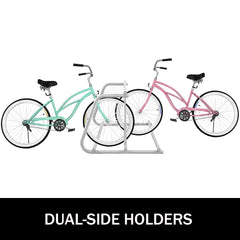 10 Holders Floor Bike Rack, 59" Length All-Steel Grid Bike Rack, 10-Bike Capacity Dual-Side Storage Stand for Garages Streets Yards Bike Events