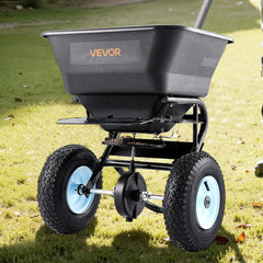 Lawn Spreader, 100LBS Capacity, Walk-Behind Push Spreader, 0-9.8ft Spreading Width, 13 in All Terrain Pneumatic Tires, Fertilizer Spreaders with Hopper Grate, for Seed Salt Ice Melt