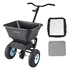 Lawn Spreader, 100LBS Capacity, Walk-Behind Push Spreader, 0-9.8ft Spreading Width, 13 in All Terrain Pneumatic Tires, Fertilizer Spreaders with Hopper Grate, for Seed Salt Ice Melt