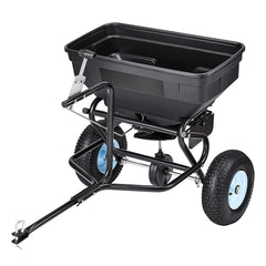 Tow Behind Broadcast Spreader, 130LBS Capacity, Tow/Push Garden Spreader with 13 in Tires, 30 Adjustable Setting & 9.8 ft Spreading Width, Lawn Spreaders for Seed, Fertilizer, Salt, Ice Melt