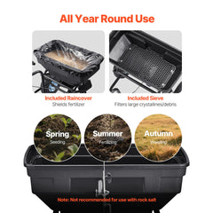 Tow Behind Broadcast Spreader, 130LBS Capacity, Tow/Push Garden Spreader with 13 in Tires, 30 Adjustable Setting & 9.8 ft Spreading Width, Lawn Spreaders for Seed, Fertilizer, Salt, Ice Melt