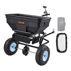 Tow Behind Broadcast Spreader, 130LBS Capacity, Tow/Push Garden Spreader with 13 in Tires, 30 Adjustable Setting & 9.8 ft Spreading Width, Lawn Spreaders for Seed, Fertilizer, Salt, Ice Melt