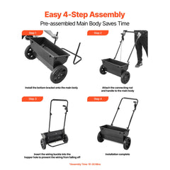 Walk-Behind Push Spreader, 22.6 kg Capacity, Drop Spreader with Hopper Grate, 18 in Spreading Width & 30 Settings, 10 in All Terrain Tires, Garden & Lawn Spreaders for Seed, Fertilizer