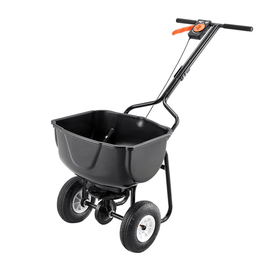 Walk Behind Spreader, 60LBS Capacity, Push Spreader with Hopper Grate, 0-9.8 ft Spreading Width, 8 in All Terrain Pneumatic Tires, Garden & Lawn Broadcast Spreaders, for Seed, Fertilizer