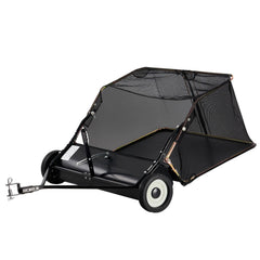 106.6 cm Lawn Sweeper Tow Behind, 12 cu.ft. Large Pull Behind Grass Sweeper, Heavy Duty Leaf & Grass Collector with Dumping Rope Design, Adjustable Sweeping Height for Picking Up Debris & Grass