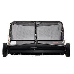 106.6 cm Lawn Sweeper Tow Behind, 12 cu.ft. Large Pull Behind Grass Sweeper, Heavy Duty Leaf & Grass Collector with Dumping Rope Design, Adjustable Sweeping Height for Picking Up Debris & Grass