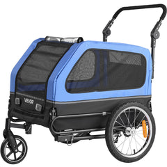 Dog Bike Trailer, Supports up to 40 kg, 2-in-1 Pet Stroller Cart Bicycle Carrier for Small & Large Dogs, Easy Folding Frame with Quick Release Wheel, Universal Bicycle Coupler, Internal Leash