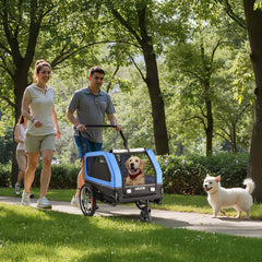 Dog Bike Trailer, Supports up to 40 kg, 2-in-1 Pet Stroller Cart Bicycle Carrier for Small & Large Dogs, Easy Folding Frame with Quick Release Wheel, Universal Bicycle Coupler, Internal Leash