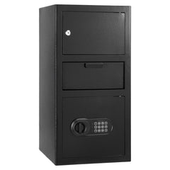3.6 Cubic Feet Drop Safe, Large Capacity Front Drop Slot Safe Box with Digital Keypad, Heavy Duty 3 Tiers Cash Depository Box with Spare Keys for Cash, Bank Slip, Jewelry, Document, Bill, Black