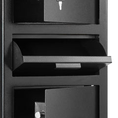 3.6 Cubic Feet Drop Safe, Large Capacity Front Drop Slot Safe Box with Digital Keypad, Heavy Duty 3 Tiers Cash Depository Box with Spare Keys for Cash, Bank Slip, Jewelry, Document, Bill, Black