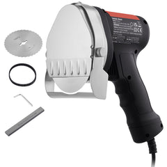 Electric Shawarma Knife, 80W Professional Turkish Kebab Knife, Commercial Stainless Steel Gyro Cutter, Doner Kebab Meat Slicer with 2 Blades, 100mm Blade Diameter, 0-8mm Adjustable Thickness