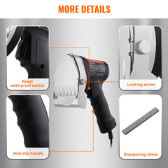 Electric Shawarma Knife, 80W Professional Turkish Kebab Knife, Commercial Stainless Steel Gyro Cutter, Doner Kebab Meat Slicer with 2 Blades, 100mm Blade Diameter, 0-8mm Adjustable Thickness