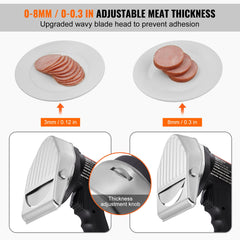 Electric Shawarma Knife, 80W Professional Turkish Kebab Knife, Commercial Stainless Steel Gyro Cutter, Doner Kebab Meat Slicer with 2 Blades, Φ4"/100mm Blade Diameter, 0-8mm Adjustable Thickness