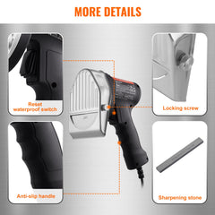 Electric Shawarma Knife, 80W Professional Turkish Kebab Knife, Commercial Stainless Steel Gyro Cutter, Doner Kebab Meat Slicer with 2 Blades, Φ4"/100mm Blade Diameter, 0-8mm Adjustable Thickness