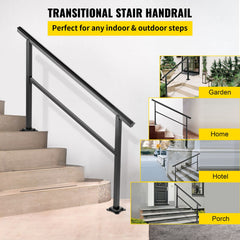Outdoor Handrail 165LBS Load Handrail Outdoor Stairs Aluminum Stair Handrail 152 x 89.5 cm Outdoor Stair Railing Transitional Range from 0 to 30° Staircase Handrail Fits 4-5 Steps with Screw Kit