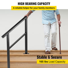 Outdoor Handrail 165LBS Load Handrail Outdoor Stairs Aluminum Stair Handrail 152 x 89.5 cm Outdoor Stair Railing Transitional Range from 0 to 30° Staircase Handrail Fits 4-5 Steps with Screw Kit