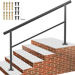 Outdoor Handrail 165LBS Load Handrail Outdoor Stairs Aluminum Stair Handrail 152 x 89.5 cm Outdoor Stair Railing Transitional Range from 0 to 30° Staircase Handrail Fits 4-5 Steps with Screw Kit