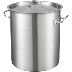Stainless Steel Stockpot, 42 Quart Large Cooking Pots, Multipurpose Cookware Sauce Pot with Lid & Handle, Heavy Duty Commercial Grade Stock Pot, Sanding Treatment, for Large Groups Events Silver