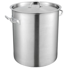 Stainless Steel Stockpot, 42 Quart Large Cooking Pots, Multipurpose Cookware Sauce Pot with Lid & Handle, Heavy Duty Commercial Grade Stock Pot, Sanding Treatment, for Large Groups Events Silver