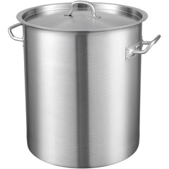 Stainless Steel Stockpot, 42 Quart Large Cooking Pots, Multipurpose Cookware Sauce Pot with Lid & Handle, Heavy Duty Commercial Grade Stock Pot, Sanding Treatment, for Large Groups Events Silver
