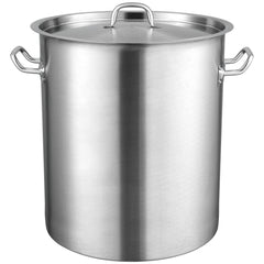 Stainless Steel Stockpot, 42 Quart Large Cooking Pots, Multipurpose Cookware Sauce Pot with Lid & Handle, Heavy Duty Commercial Grade Stock Pot, Sanding Treatment, for Large Groups Events Silver