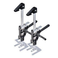 Labor Saving Arm Jack, 2 PCS 200 kg Bearing Capacity, Lifting up to 235 mm, Metal Hand Lifting Jack Tool with Magnetic Level, 2 Adjustment Modes, for Door, Window, Furniture, Woodworking, Black