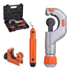 3PCS Tubing Cutter Set, 3/16"-2" O.D. Copper Pipe Cutter, 1/8"-7/8" O.D. Mini Tube Cutter and Deburring Tool, Heavy Duty Pipe Cutter Set for Copper, Aluminum, Stainless Steel, Plastic Pipes