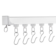 Ceiling Curtain Track Set 17.7 FT/5.4 Meter Room Divider with Hooks White
