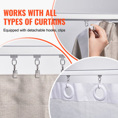 Ceiling Curtain Track Set 17.7 FT/5.4 Meter Room Divider with Hooks White