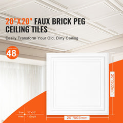Ceiling Tiles 48-Pack 20 x 20 in Polystyrene Easy Installation Glue-up