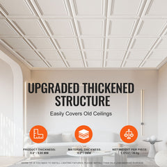 Ceiling Tiles 48-Pack 20 x 20 in Polystyrene Easy Installation Glue-up
