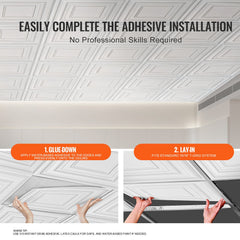 Ceiling Tiles 12-Pack 24 x 24 in PVC Easy Installation White Peg Pattern