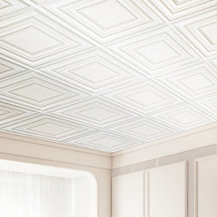 Ceiling Tiles 12-Pack 24 x 24 in PVC Easy Installation White Peg Pattern