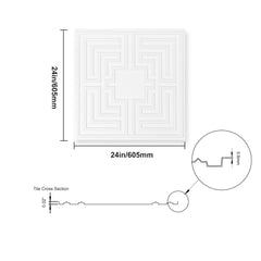 Ceiling Tiles 12-Pack 24 x 24 in PVC Easy Installation White Echo Pattern