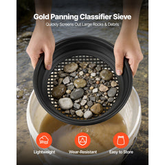 Gold Panning Kit, 254 mm and 355 mm Pans, 19 PCS Portable Prospecting Equipment Kit with Classifier Sieves, Sand Magnet, Rock Pick, Scoops, Backpack, and Accessories, for Outdoor Gold Recovery