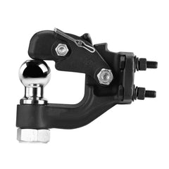 Pintle Hook, 9070 kg Towing Capacity, Trailer Hitches Receiver Hook Combination 50.4 mm Hitch Ball, Fits for 63.5 to 76.2 mm Lunette Ring with Mounting Kit, Wear-resistant, Black Powder Coat