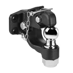 Pintle Hook, 9070 kg Towing Capacity, Trailer Hitches Receiver Hook Combination 50.4 mm Hitch Ball, Fits for 63.5 to 76.2 mm Lunette Ring with Mounting Kit, Wear-resistant, Black Powder Coat